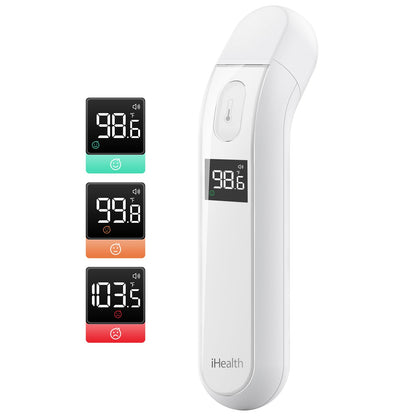 iHealth Digital Thermometer for Adults and Kids - Infrared Forehead Thermometer with Color Fever Indicator - Touchless, Fast, Accurate Results in 1 Second - Silent Mode, Easy-to-use for Home - PT2L