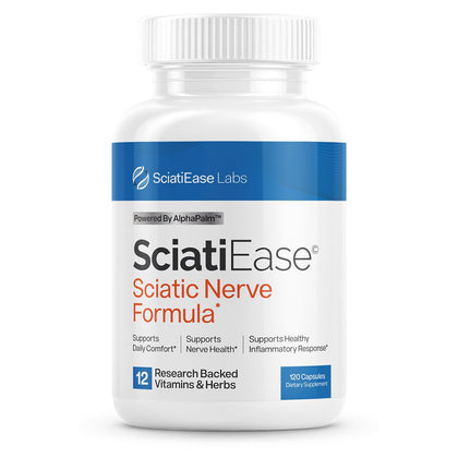 SciatiEase Sciatic Nerve Health Support Supplement - Nerve Support Formula with AlphaPalm, Pea, Vitamin B Complex, Alpha Lipoic Acid 300mg - 120 Capsules