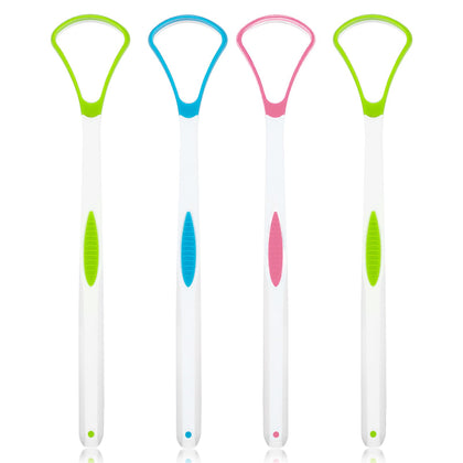 Bosose Tongue Scraper Cleaner for Adults Kids, BPA Free Tongue Scrapers, Healthy Oral Hygiene Brushes, Help Fight Bad Breath (4 PACK)