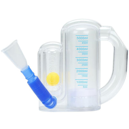 Breathing Trainer for Adults,Breathing Exercise Device for Lungs, 5000ml Volume Measurement with Flow Rate Indicator. transparent breathing device.breathing trainer,trainer.Incentive Spirometer Adult.