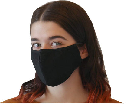 Xchime Face Mask,Reusable,With Filter Insert Pocket,Adjustable Ear Loops, Nose Wire, 3-layer cotton cloth fabric, for teens, men, women, seniors, Washable,breathable, Black, 5-pack,Made in USA