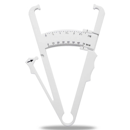 Body Fat Caliper with Body Fat Percentage Measure Chart for Accurately Measuring Body Fat (White)