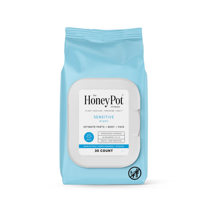 The Honey Pot Company - Feminine Wipes - Daily PH Balancing, Fragrance & Sulfate Free Wipes for Intimate Parts, Body, or Face - Feminine Products - Sensitive 30 ct.