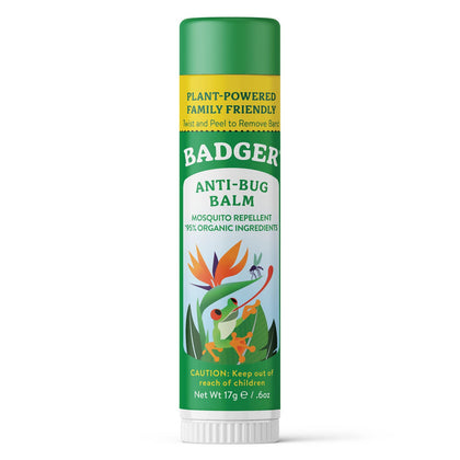 Badger Bug Repellent Stick, Organic Deet Free Mosquito Repellent with Citronella & Lemongrass, Easy to Use Travel Size, Natural Insect Repellent for Kids and Adults, 0.6 oz