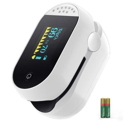 Fingertip Pulse Oximeter, Blood Oxygen Saturation Monitor with OLED Screen, Fast and Accurate Spo2 Measurements for Home Use and Outdoor Sports