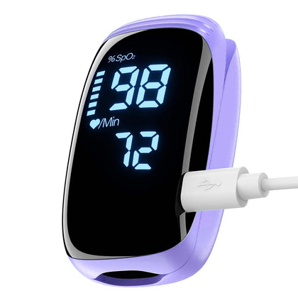 Fingertip Pulse Oximeter, Rechargeable Pulse Oximeter, Finger Pulse Oximeter, Blood Oxygen Meter Finger, Pulse OX with Lanyard, Oximetro for Sports Outdoors Aviation Use Only (Purple)