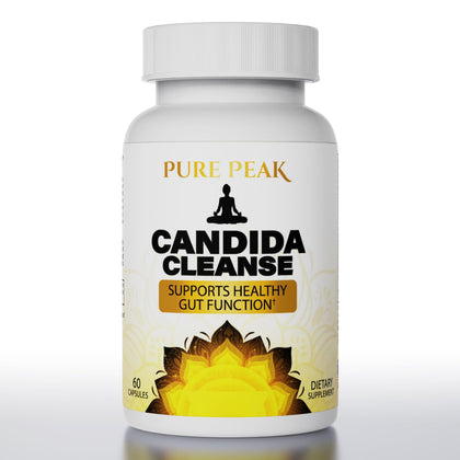 Pure Peak Candida Cleanse - Gut & Colon Support (60 Capsules) - for Men & Women - Natural Herbs for Intestinal Detox - Anti Yeast Overgrowth - Oregano Leaf, Wormwood, Black Walnut, Caprylic Acid