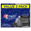 Crest 3D White Advanced Charcoal Teeth Whitening Toothpaste with Fluoride, 3.3 oz, Pack of 3