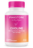 Pink Stork Choline - 550 mg Choline Bitartrate from VitaCholine for Pregnant + Postpartum Moms - Prenatal Vitamin for Fetal Cognitive Health + Breast Milk Quality - 1 Capsule Daily, 30 Count