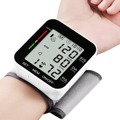 Blood Pressure Monitor Automatic Blood Pressure Machine for Home Use Voice Large LCD Display Blood Pressure Cuff Wrist Monitor 2X99 Readings with Carrying Case