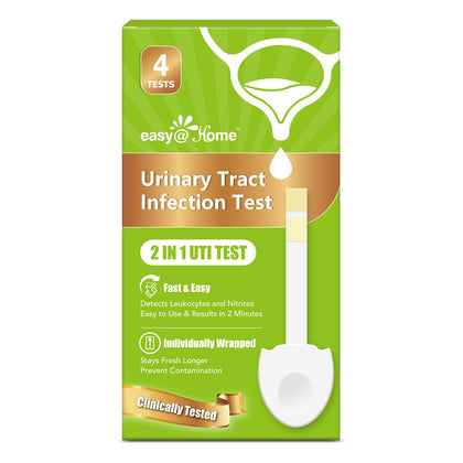 Easy@Home Urinary Tract Infection Test - UTI Test Strip for Women Home Testing Kit Detection of Leukocytes and Nitrite Over The Counter (OTC) USE Quick Accurate Results in 2 Min (4 Pack) UTI-EZU-102:4