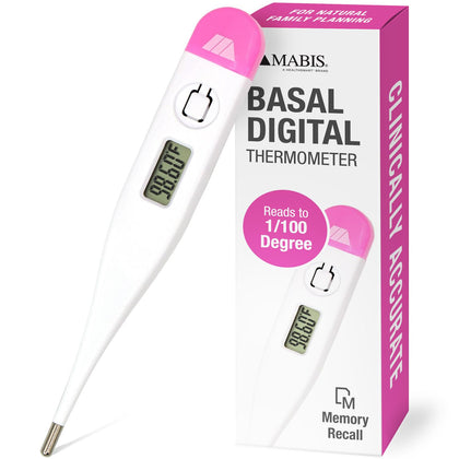 MABIS Digital Basal Body Thermometer for Ovulation Tracking, Fertility, Period Tracking and Natural Family Planning with Beeper and Memory, Oral Use Only