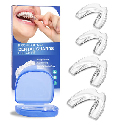 4 Pack Mouth Guard for Grinding Teeth at Night,Two Size Night Guards for Teeth Grinding,Sleep Mouth Guard, Reusable Teeth Grinding Mouth Guard, Mouthguards for Grinding of Teeth