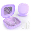 Retainer Case, Aligner Case with Vent Holes Compatible with Invisalign, Mouth Guard Case, Cute Retainer Case with Mirror, Replaceable Silicone Pads with Retainer Removal Tool and Brush, Purple