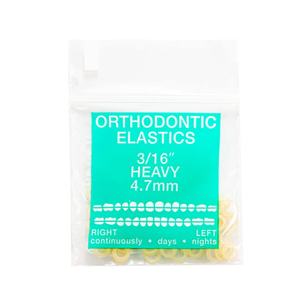 JMU Orthodontic Elastics 3/16 Heavy, 100 Pack Orthodontic Rubber Bands, Intraoral Elastic Bands Latex Dental Rubber Bands Made in USA