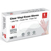 Schneider Clear Vinyl Exam Gloves, 4-mil, Medium 100-ct Box, Latex-Free, Rubber Disposable Gloves For Medical, Cleaning , Food Prep, Food Safe, Powder-Free, Non-Sterile