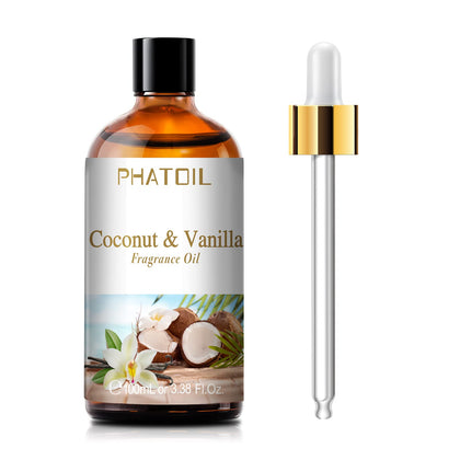 PHATOIL 3.38FL.OZ Coconut & Vanilla Fragrance Oils for Aromatherapy, Essential Oils for Diffusers for Home, Perfect for Diffuser, Yoga, DIY Candle and Soap Making - 100ml