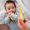 Frida Baby Grow-with-Me Baby Toothbrush Training Set | Infant to Toddler Toothbrush 0-12 months, Cleans All Sides at Once, Oral Care for Sensitive Gums | Yellow