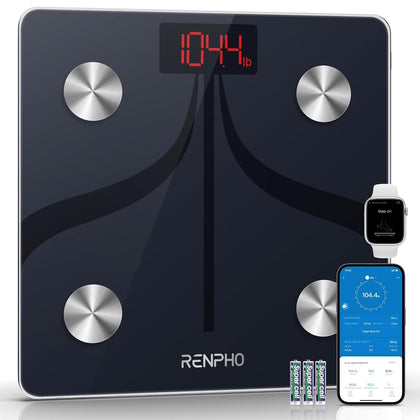 RENPHO Larger Size Body Fat Scale, Scale for Body Weight, Weight Scale with Health Monitor Sync App, Digital Scale with Bluetooth, Elis 1 Smart Bathroom Scale for Weight Loss, BMI (11.8 inches)