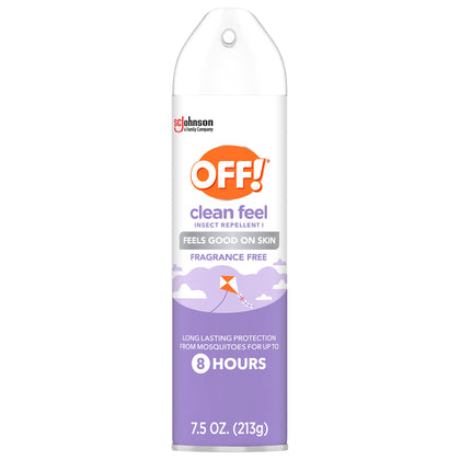 OFF! Clean Feel Insect Repellent Aerosol with 20% Picaridin, Bug Spray with Long Lasting Protection from Mosquitoes, Feels Good on Skin, 7.5 oz