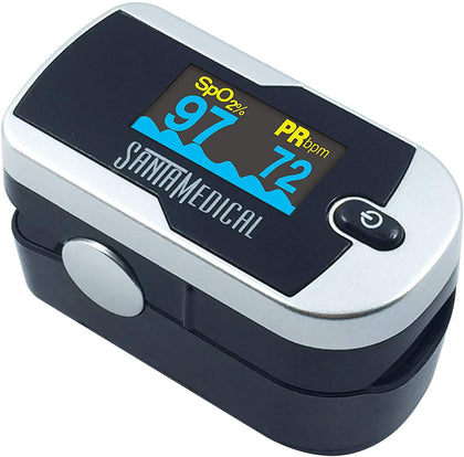 Santamedical Generation 2 Fingertip Pulse Oximeter Oximetry Blood Oxygen Saturation Monitor with Batteries and Lanyard