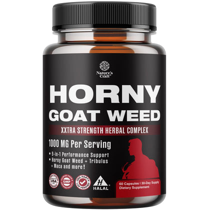 Horny Goat Weed Extract Complex - Invigorating Blend with Tribulus Saw Palmetto L Arginine and Tongkat Ali Extract and Maca Root for Men and Women for Enhanced Energy and Stamina - 30 Servings