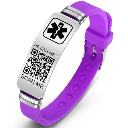 Theluckytag Medical Bracelets for Men Women with QR Code Medical Alert ID Bracelet Sport - Silicone Waterproof Wristband Fit Wrist Up to 9'' - More Space Save Emergency Medical ID Alert Info