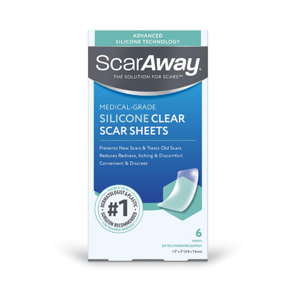 ScarAway Advanced Clear Silicone Scar Sheets, Medical Grade Silicone Strips (1.5