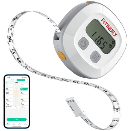 FITINDEX Smart Measuring Tape for Body, Accurate Digital Bluetooth Body Tape Measure for Weight Loss, Fitness, Body Building, Retractable Tape for Measuring Waist, Hip, Bust, Arms