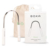 Boka Tongue Scraper for Adults & Kids with Case - Stainless Steel Tongue Cleaner w/Linen Travel Pouch - Scrubber to Remove Tongue Buildup and Freshen Breath (Pack of 1)