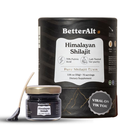 Better Alt BetterAlt Pure Himalayan Shilajit Resin High Potency for Men & Women| 75 Servings for Energy Boost & Immune Support, 85+ Trace Minerals, 75%+ Fulvic Acid, with Lab Test Report,400mg