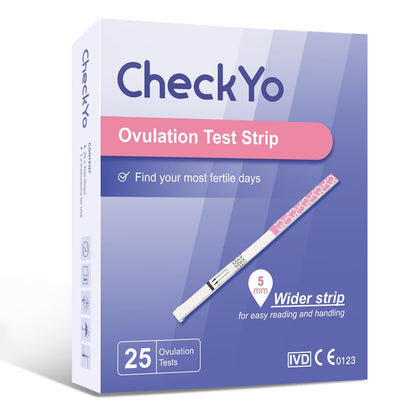 [25 Pack] CheckYo Ovulation Test Strips for Women: Accurate Fertility Test Strips & Easy-to-Use Ovulation Predictor Kits by Detecting LH Surge in Urine Sample - Ovulation Tracker