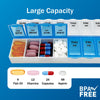 Amazon Basic Care (7-Day) AM/PM Pill Organizer, Vitamin Case, And Medicine Box, Large Compartments, 2 Times a Day, Blue and Clear Lids