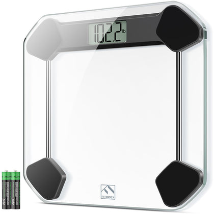 FITINDEX Weight Scale for Body, Bathroom Scale for Weight Loss, High Accurate Digital Scale in 0.1 lb Increments, Large LCD Display, Battery Included, 400lbs Capacity