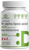 DEAL SUPPLEMENT R Alpha Lipoic Acid 600mg with Benfotiamine 300mg Per Serving, 120 Veggie Capsules - 200mg R-ALA Per Capsule - Antioxidant Supplement for Energy & Nervous System Support