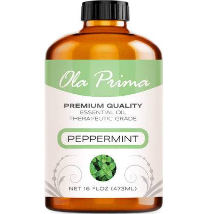 Ola Prima Oils - Peppermint Essential Oil (16 oz Bulk) Therapeutic Grade for Aromatherapy, Diffuser, Cleaning, Lotions, Creams, Bath Bombs, Scrubs, Candles - Aromatherapy Oil Peppermint