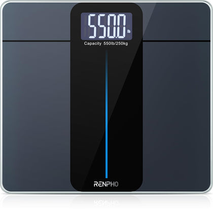 RENPHO 550lb Scale for Body Weight, Digital Bathroom Scale with Large LED Display, Body Scale with Extra-High Capacity, Weighing Machine with Big Platform, Most Accurate to 0.05lb, 13x11.8in, Core 1L