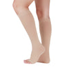 Lin Performance 20-30 mmHg Medical Compression Socks for Women and Men Knee High Open Toe Stockings Varicose Vein Swollen legs(M, Beige)