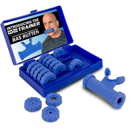 Bas Rutten O2 Inspiratory Muscle Training Device for Improving Diaphragmatic Breathing | Portable Lung Muscle and Respiratory Power Training Device | High Altitude Breathing Trainer | Blue