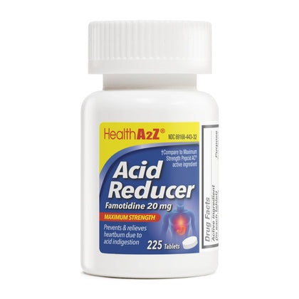 HealthA2Z® Acid Reducer | Famotidine 20mg | Maximum Strength | Relief from Heart Burn Due to Acid Indigestion (225 Tablets (Pack of 1))