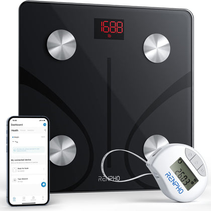 RENPHO Smart Scale and Tape Measure for Body, Digital Bluetooth Scale for Body Weight with Body Tape Measure for Body Measuring, Weight Loss, Muscle Gain, 400 lbs, Inches/m