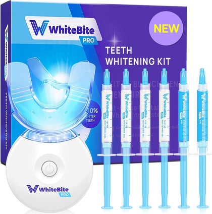 Whitebite Pro Professional Teeth Whitening Kit with Gels for Sensitive Teeth: Teeth Whitening LED Light, 35% Carbamide Peroxide Gel, Remineralization Gel and Mouth Tray