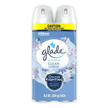 Glade Air Freshener Odor Fighting Room Spray, Clean Linen, 8.3 Oz (Pack of 2)