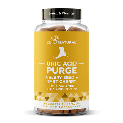 Purge! Uric Acid Flush - Eat & Drink What You Want - Detox and Cleanse with Celery Seed Extract, Tart Cherry & Chanca Piedra for Effective Joint Support & Active Mobility - 60 Soft Vegan Capsules