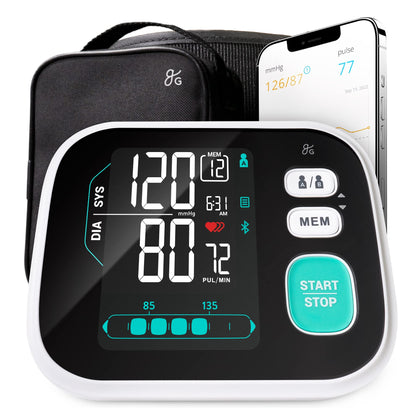 Greater Goods Premium Digital Bluetooth Blood Pressure Monitor for Home Use, Multicolor Large Screen, Black