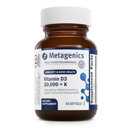 Metagenics Vitamin D3 + K - for Immune Support, Bone Health & Heart Health* - Vitamin D with MK-7 (Vitamin K2) - Non-GMO - Gluten-Free - 60 Softgels - 5,000 IU