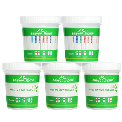 Easy@Home 12 Panel Drug Test Cup Kit with Temperature Strip-Testing OPI2000, THC, COC, MET/mAMP, OXY, AMP, BAR, BZO, MTD, MDMA, PCP, TCA- Instant Urine Test- ECDOA-7124-5 Pack