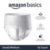 Amazon Basics Unisex Protective Underwear, Overnight Absorbency, Small/Medium, 16 Count, (1 Pack of 16)