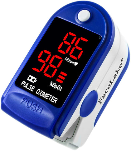 FaceLake ® FL400 Pulse Oximeter Fingertip with Carrying Case, Batteries, Lanyard, and Warranty (Blue)