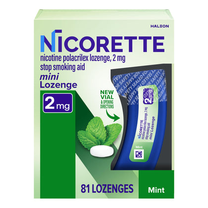 Nicorette 2 mg Mini Nicotine Lozenges to Help Quit Smoking - Mint Flavor Stop Smoking Aid, 81 Count Lozenge